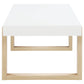 Pala Rectangular Coffee Table White High Gloss and Natural