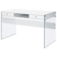 Dobrev 2-drawer Writing Desk Glossy White and Clear