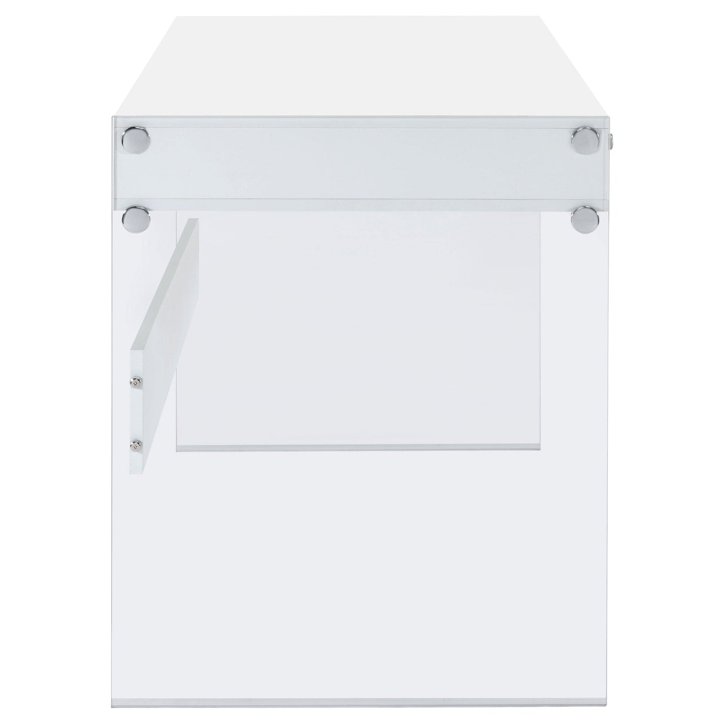 Dobrev 2-drawer Writing Desk Glossy White and Clear