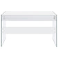 Dobrev 2-drawer Writing Desk Glossy White and Clear