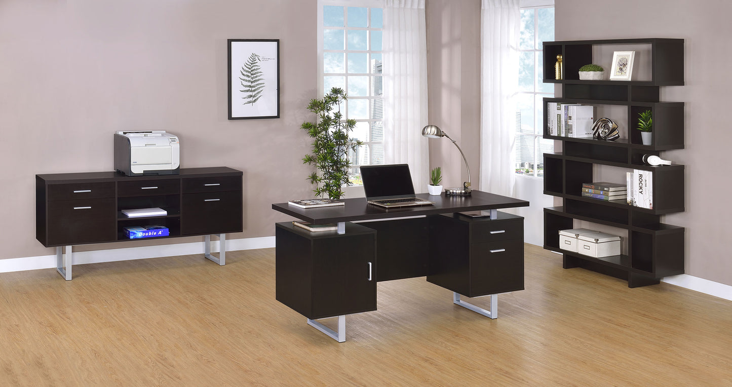 Lawtey Rectangular Storage Office Desk Cappuccino