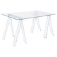 Amaturo 59-inch Glass Top Acrylic Writing Desk Clear