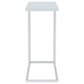 Stella White Glass Top C-Shaped Sofa Side Table Chrome