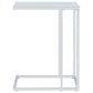 Stella White Glass Top C-Shaped Sofa Side Table Chrome