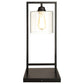 Shoto 20-inch Glass Shade Metal Bedside Table Lamp Black