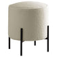 Basye Round Upholstered Ottoman Beige and Matte Black