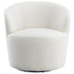 Joyce Upholstered Barrel Back Swivel Chair White