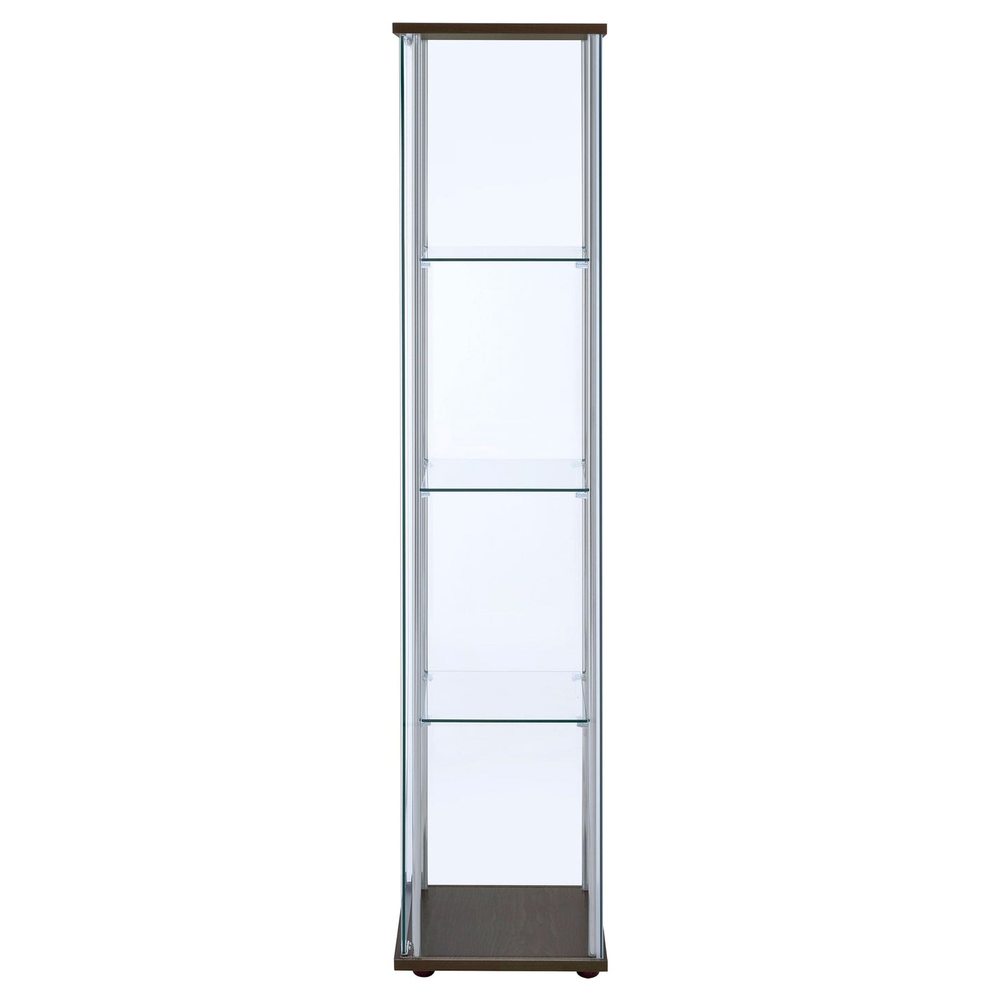 Bellatrix 4-shelf Clear Glass Curio Cabinet Cappuccino