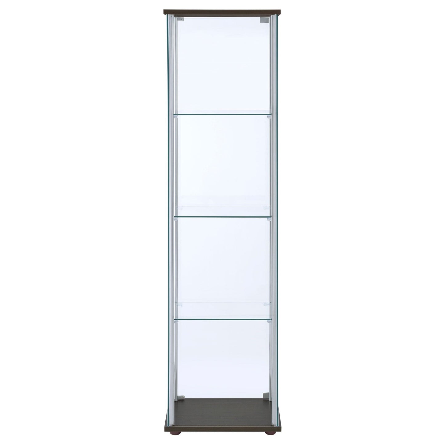 Bellatrix 4-shelf Clear Glass Curio Cabinet Cappuccino