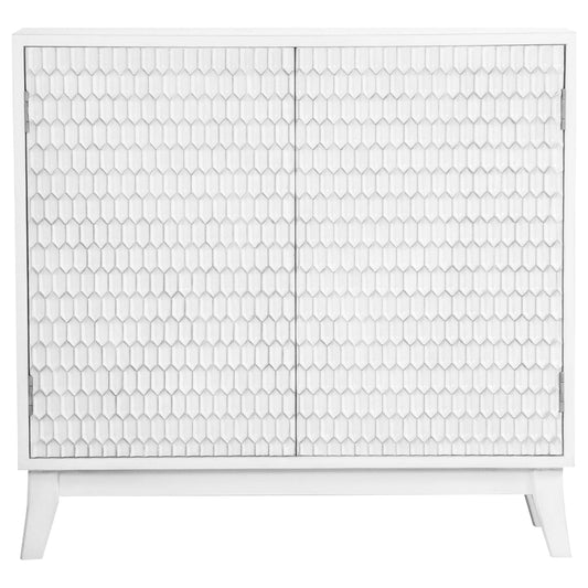 Gambon 2-door Wood Honeycomb Pattern Accent Cabinet White