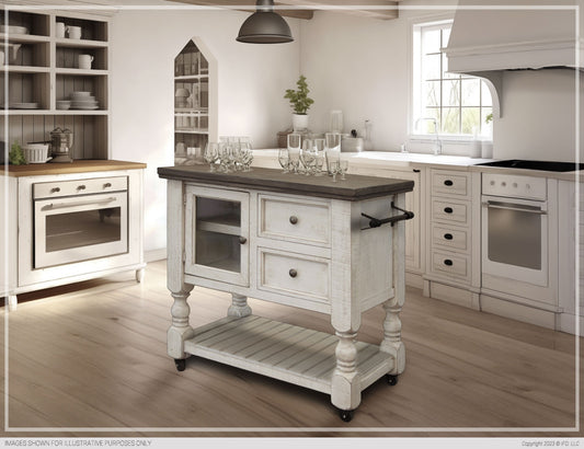 2 Drawer, 1 Glass Door Kitchen Island