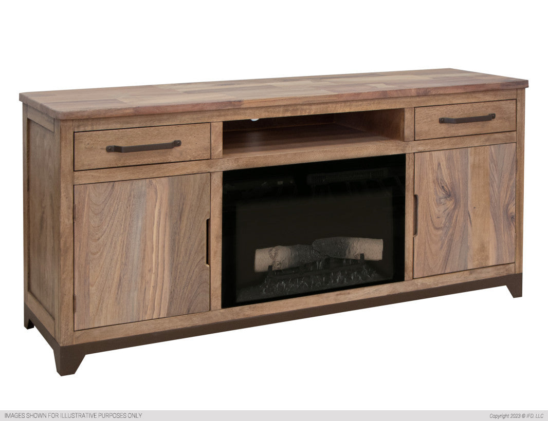 2 Drawer, 2 Door Electric Fireplace TV Stand 70"