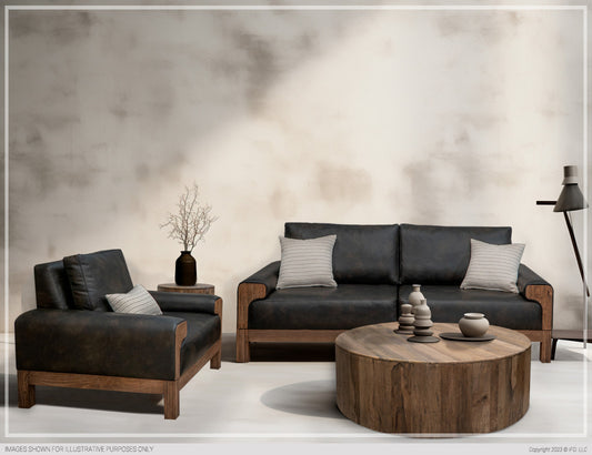 Sofa, Bison Fabric, Wooden Frame & Base
