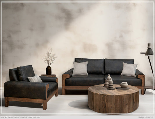 Arm Chair, Bison Fabric, Wooden Frame & Base